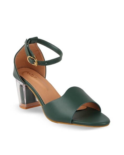 Dark green strappy heels online