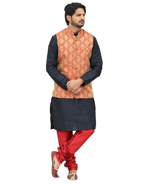 Buy Black Red 2 Piece Ethnic Suit for Men by OM SHUBH MANGALAM