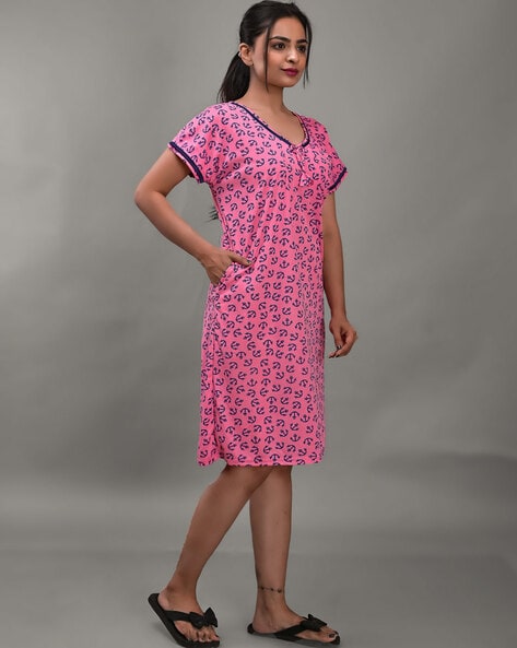 Pink colour night clearance dress