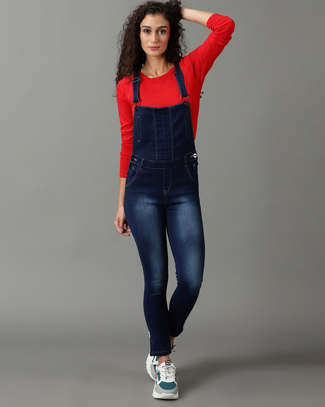 Women's Stonewash Dungaree with Cargo Pockets