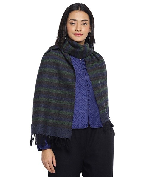 Striped Wool Hand Woven Muffler Price in India