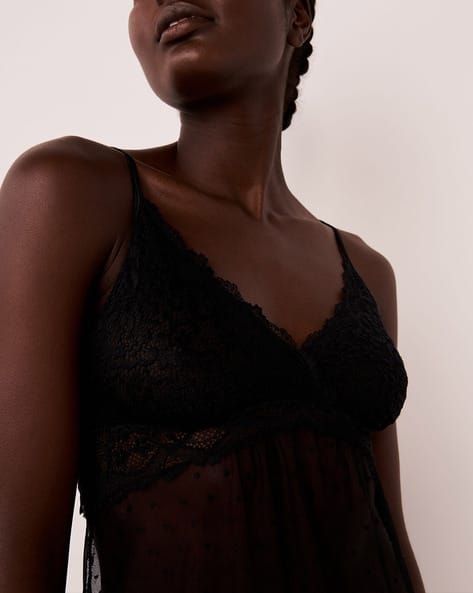 V Neck Lace Bralette Under Low Cut Dress Buy Black Camisoles Slips