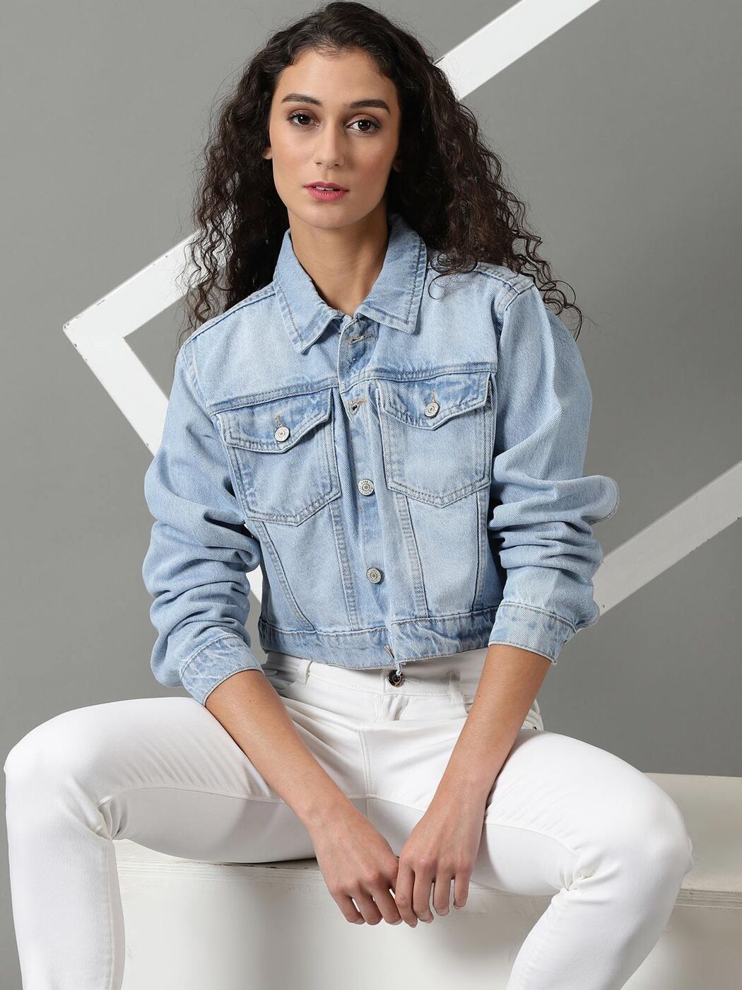 Buy CLO CLU Full Sleeves Stylish Comfort Fit Regular Collar Dark Blue Denim  Jacket for Women and Size (S) at Amazon.in
