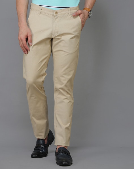 Buy WES Formals Khaki Ultra-Slim Fit Trousers from Westside