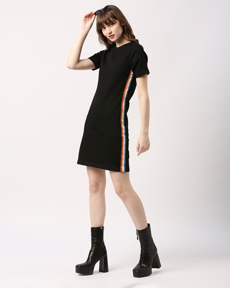 Striped tape side clearance dress