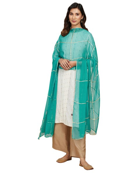 Embroidered Woven Dupatta with Contrast Border Price in India