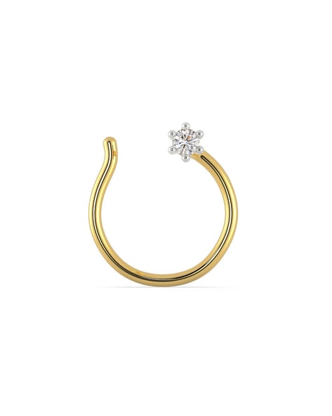 Buy Priyaasi American Diamond Nose Ring/Nath for Women | Traditional Bridal  Nath for Wedding | Round Crescent Pattern | Gold-Plated | Bridal Nose Ring  for Pierced Nose | Brass Metal | Small