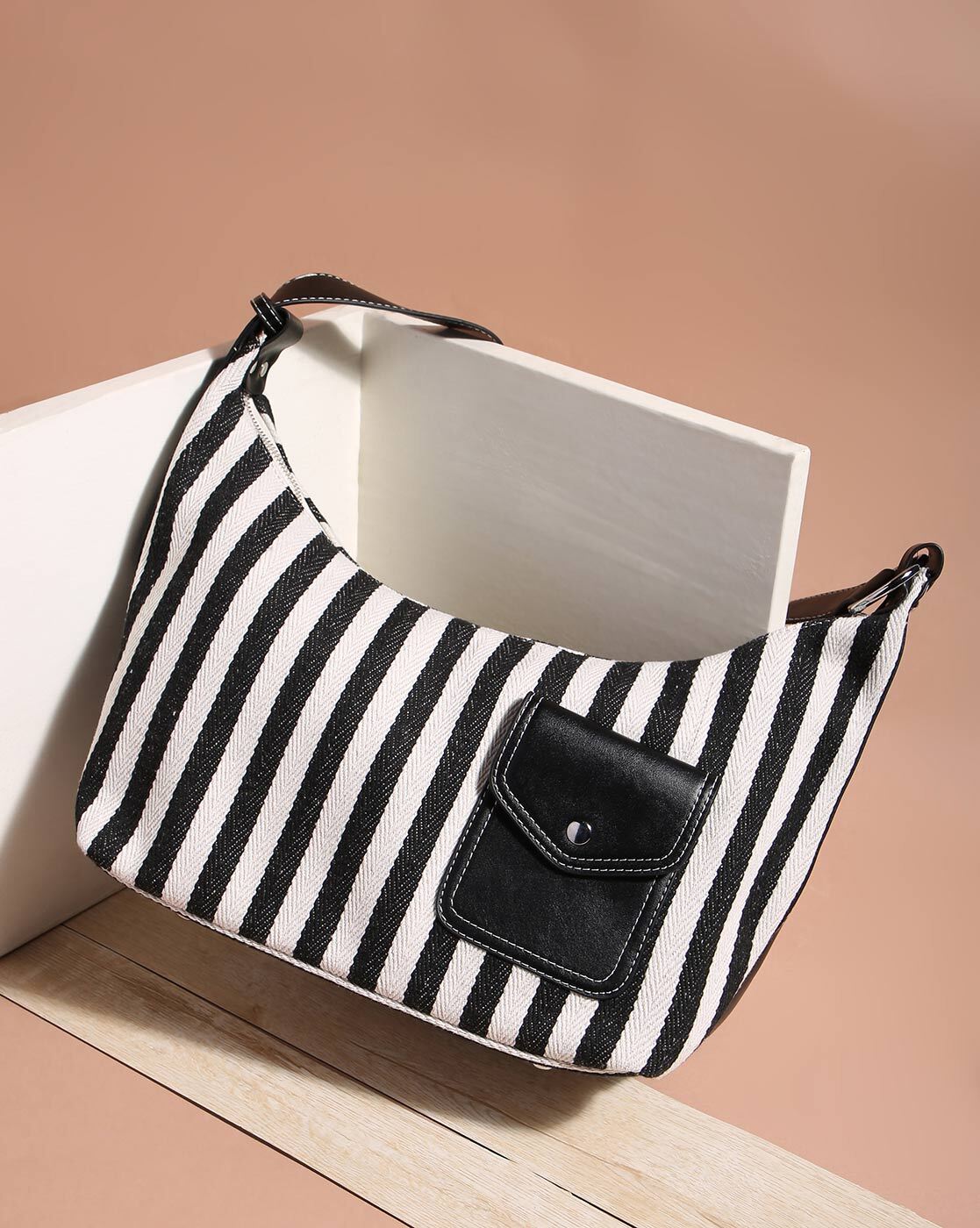 Buy Shoulder Bags for Women Black and White Striped Online In