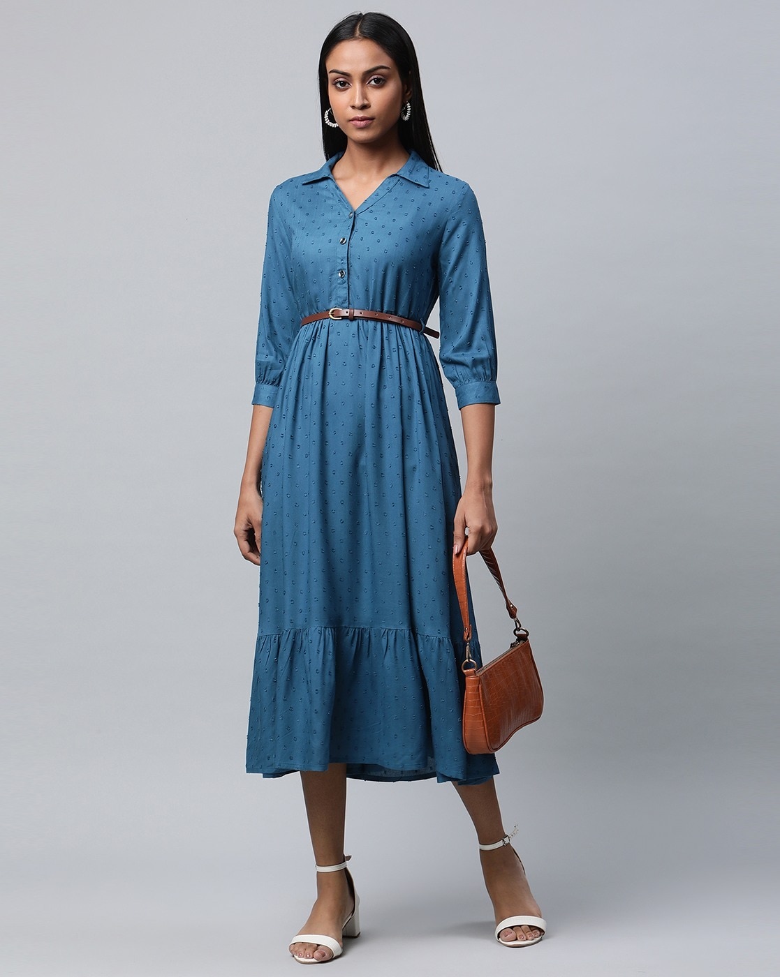 Plus Size Midnight Denim Ombre Shirt Dress Online in India | Amydus