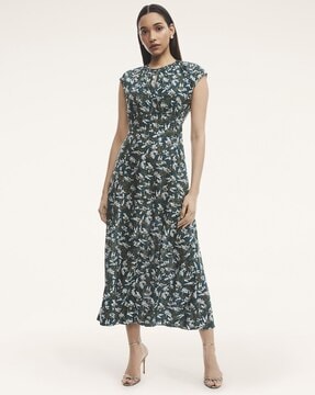 {Brooks store Brothers} Floral-Print Georgette A-Line Dress