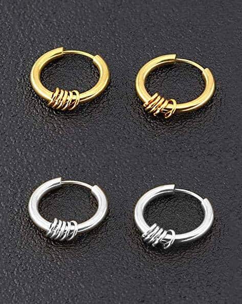 Buy Gold Earrings for Men by Yellow Chimes Online