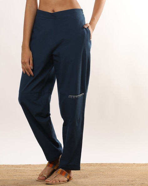 Women Straight Pants with Pockets Price in India