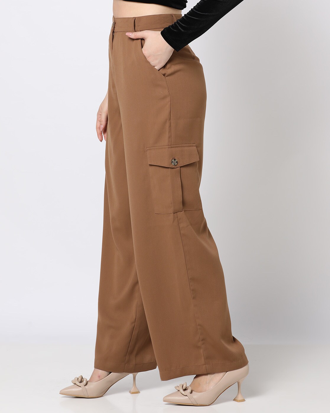 New Look cargo trouser with contrast stitch in light brown | ASOS