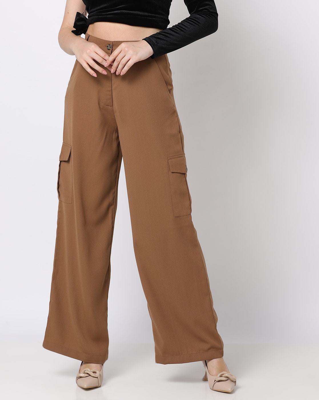 Buy Brown Trousers & Pants for Women by Fig Online