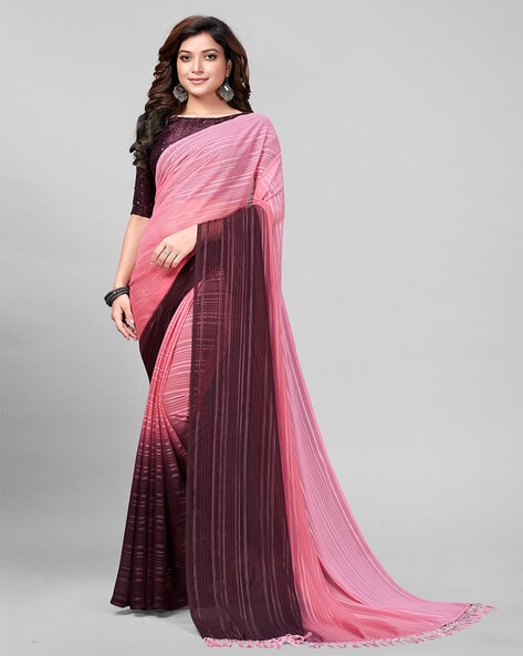 Simple Pink Saree Look New Design with Price| Fancy Linen Cotton Saree