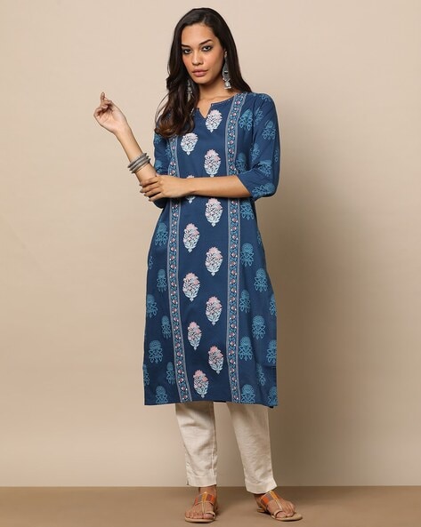 Indigo women's straight top cotton kurta