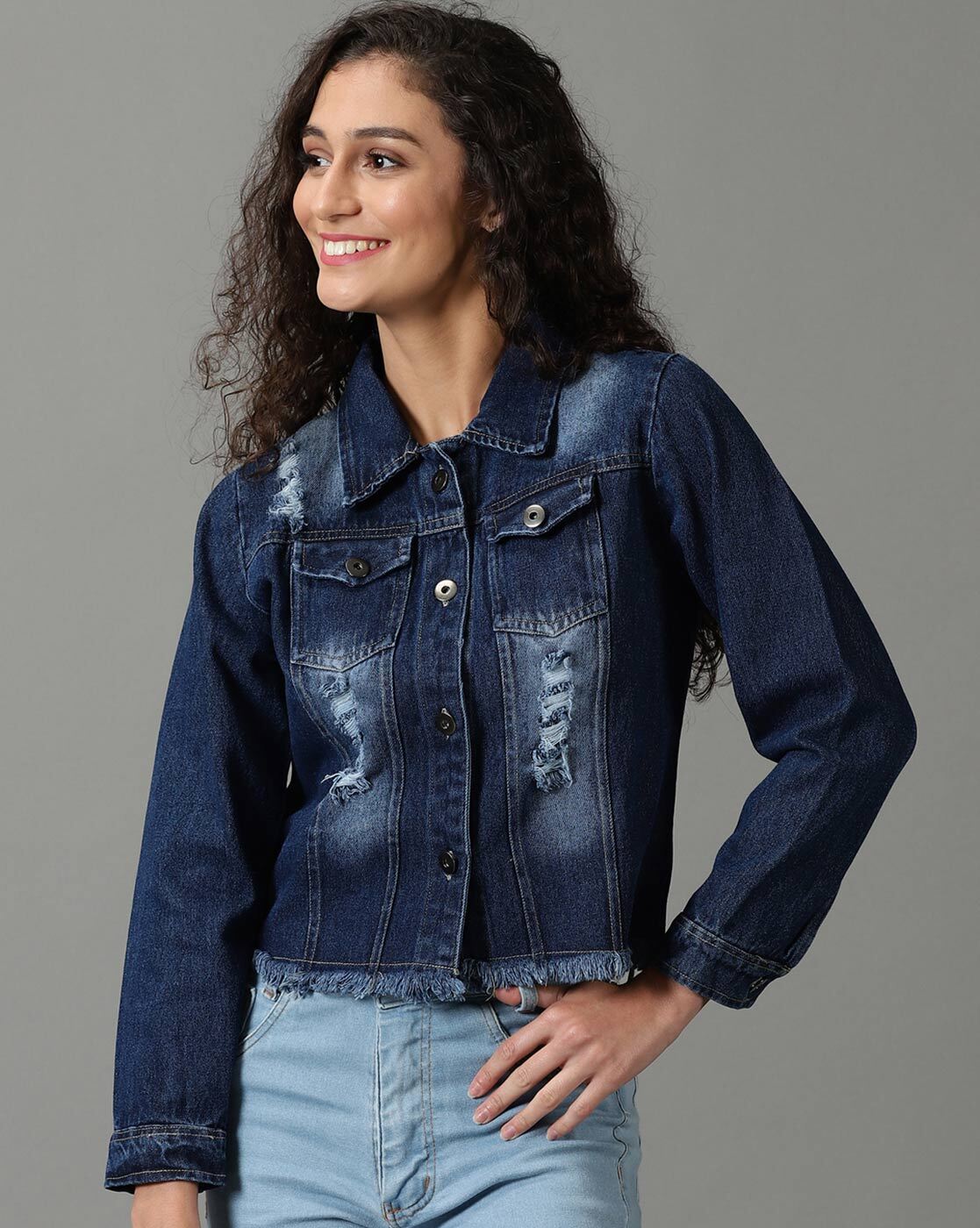 Buy Tokyo Talkies Women Blue Printed Denim Jacket - Jackets for Women  13480436 | Myntra