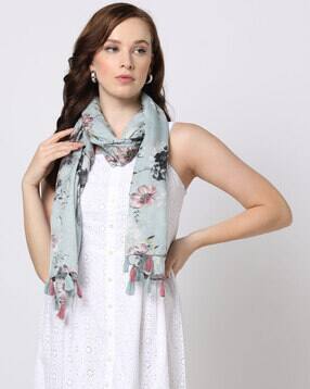 matchitt Women Floral Print Scarf with Tassels-picture-45
