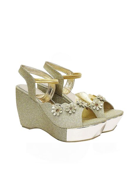 Buy Catwalk ROSE GOLD Glitter Slip On Wedges online