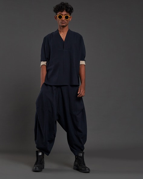 Buy Mati Cotton T-Shirt & Baggy Harem Pants Co-Ord Set | Navy Blue Color  Men | AJIO LUXE