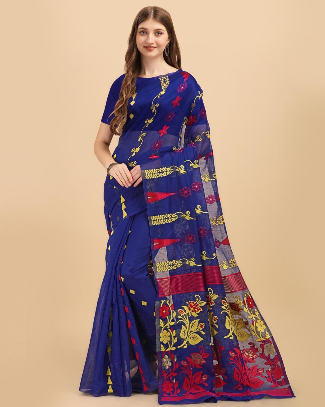 Buy Royal blue Sarees for Women by BESUCHER Online