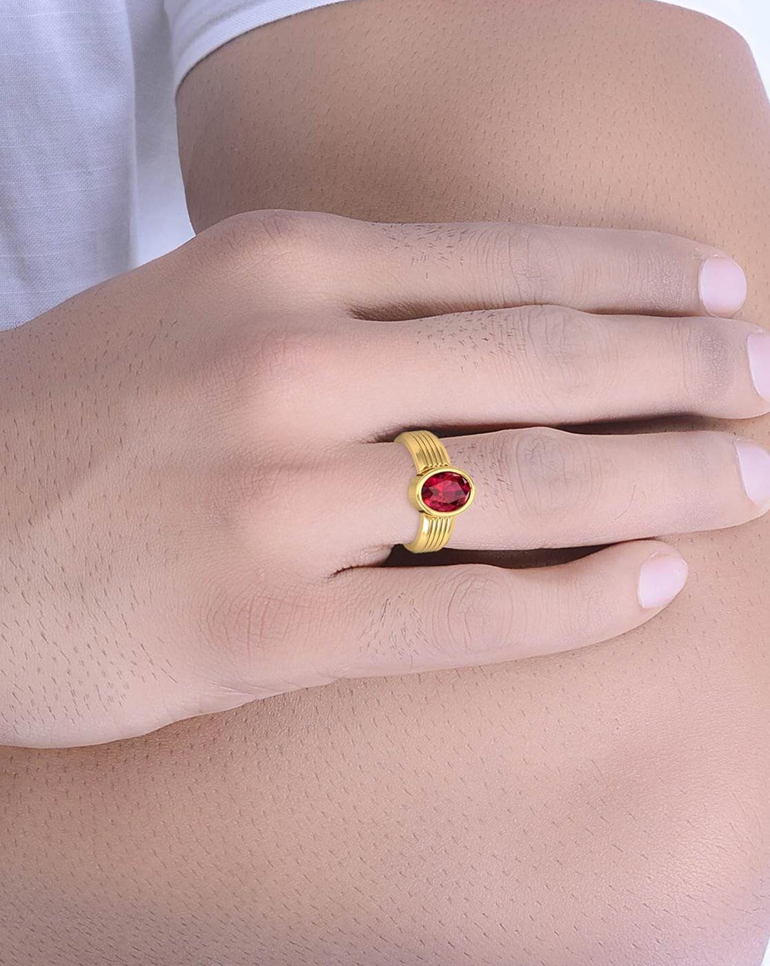 Divya Shakti Ruby / Manikya Gemstone 22k Pure Gold Ring Natural AAA Quality  For Women - Divya Shakti Online