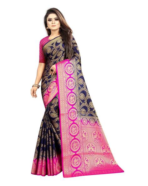 Buy Aldwych Pink-Blue Designer Banarasi Silk Saree Online at Best Prices in  India - JioMart.