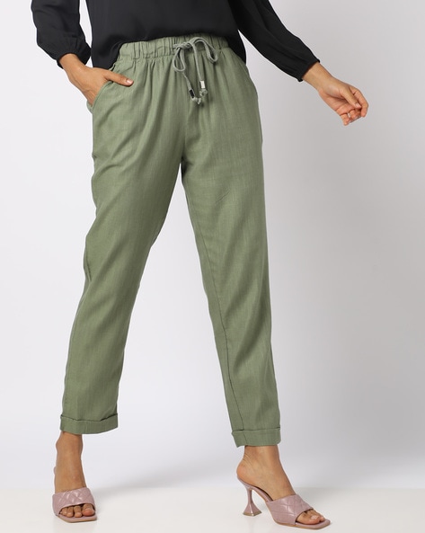 Buy Olive Green Trousers  Pants for Women by Fig Online  Ajiocom