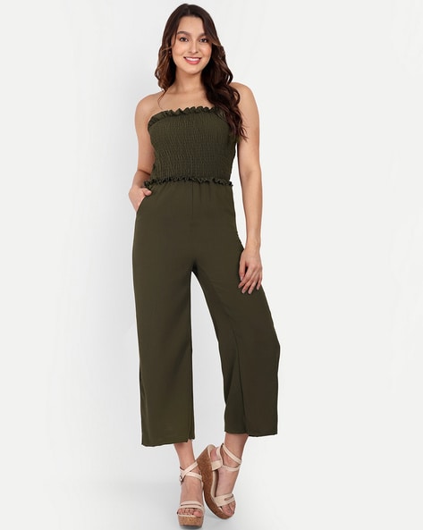 Olive green store strapless jumpsuit