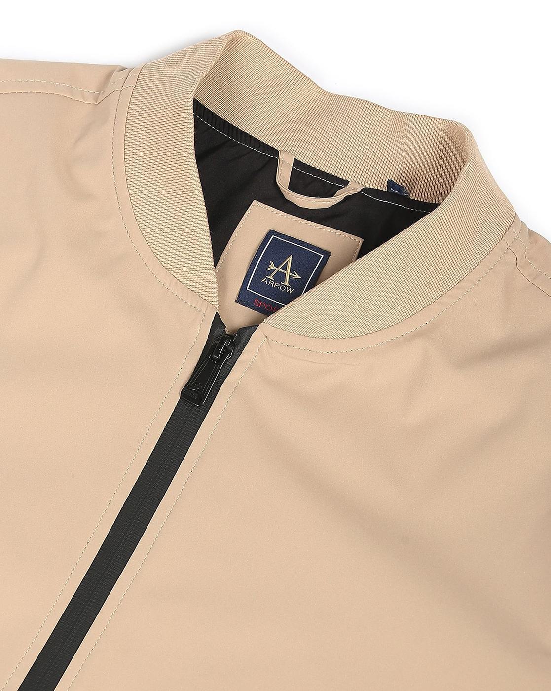 Buy Arrow Sports Men Beige High Neck Brand Tape Jacket - NNNOW.com