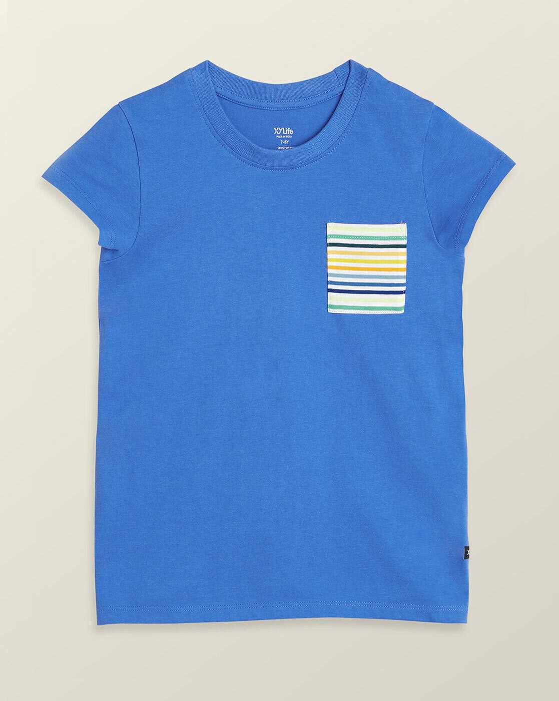 Buy XY Life Pack of 2 Striped Round-Neck  Online | Ajio.com