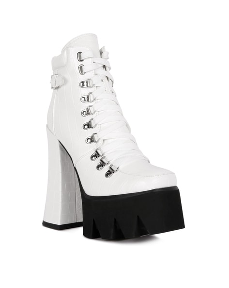 White platform outlet chunky boots