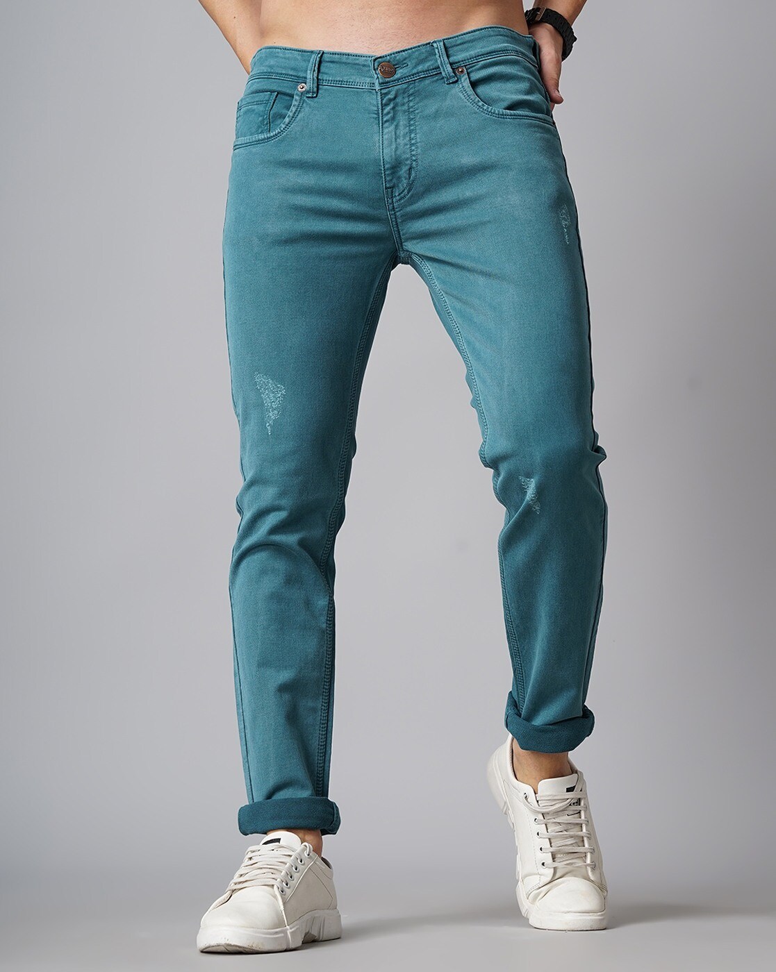 kop Baffle enkel en alleen Buy Turquoise Green Jeans for Men by Owen Hart Online | Ajio.com