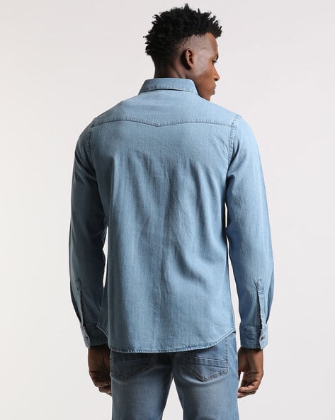 H and on sale m denim shirts