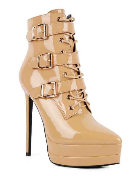 High heel boots outlet with buckles