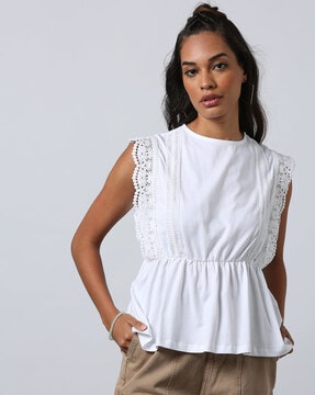 Buy SWITCH IT UP WHITE LACE TOP for Women Online in India
