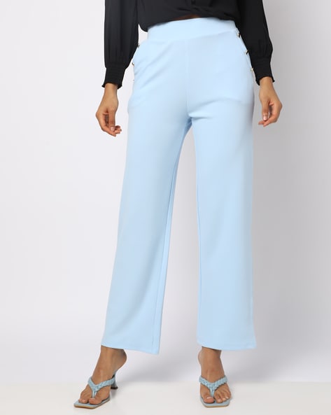 Buy STOP Blue Solid Skinny Fit Womens Formal Wear Trousers  Shoppers Stop