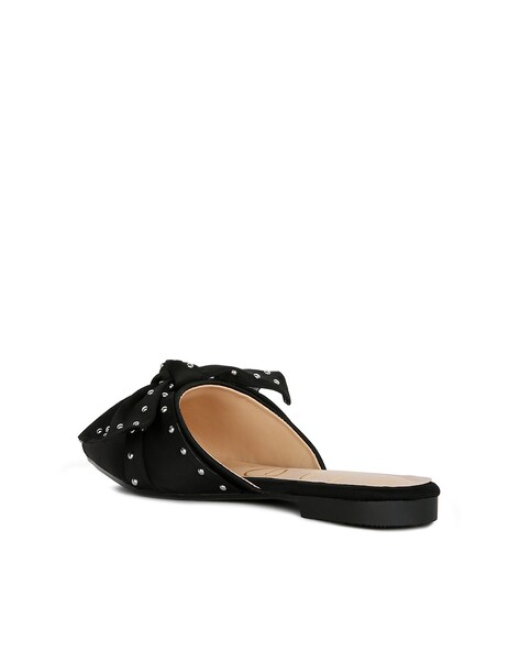 Black studded hot sale mules flat