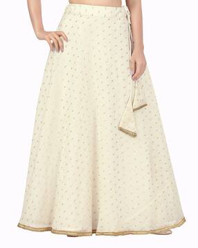 Polka-Dot Print Flared Skirt