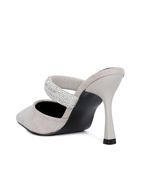 Grey discount mules heels