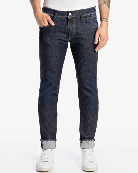 ANBASS Slim Fit Hyperflex Raw Wash Jeans