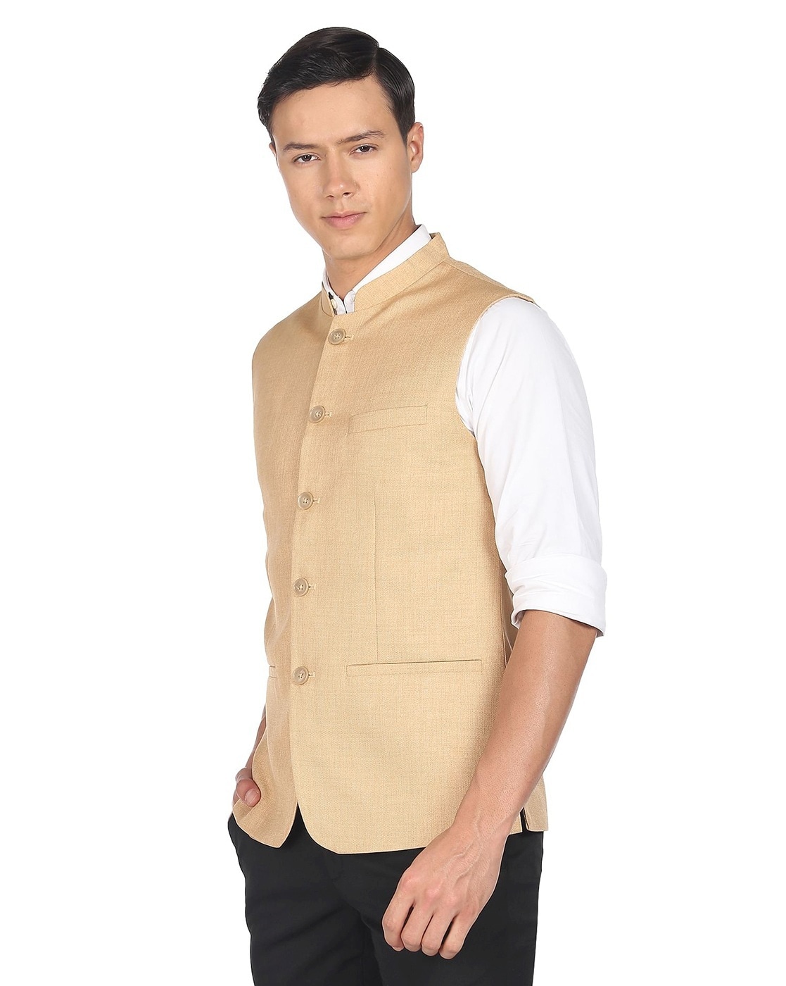 Buy Yellow Raw Silk Bom Arrow Nehru Jacket For Men by Kunal Rawal Online at  Aza Fashions.