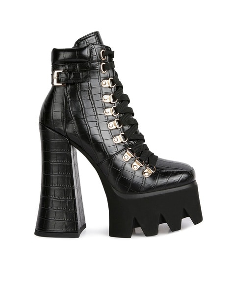 Black croc 2024 platform boots