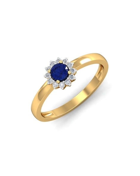 9ct Gold, Created Blue Sapphire & Diamond Ring in Blue | Prouds