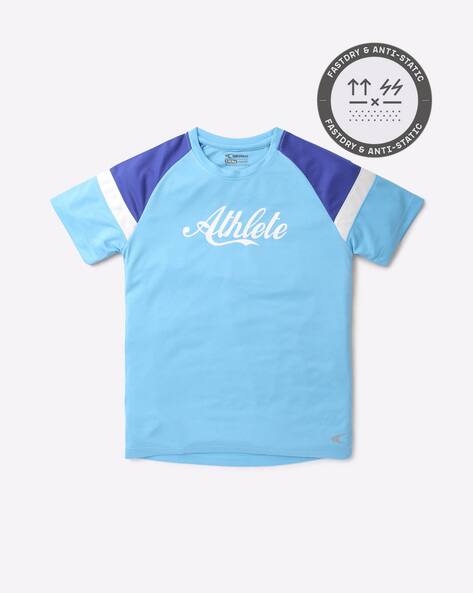 PERFORMAX Typographic Print Crew-Neck T-Shirt with Raglan Sleeves