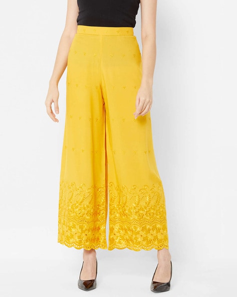 Buy Soft Moss Palazzo Pants with Slits online | Looksgud.in
