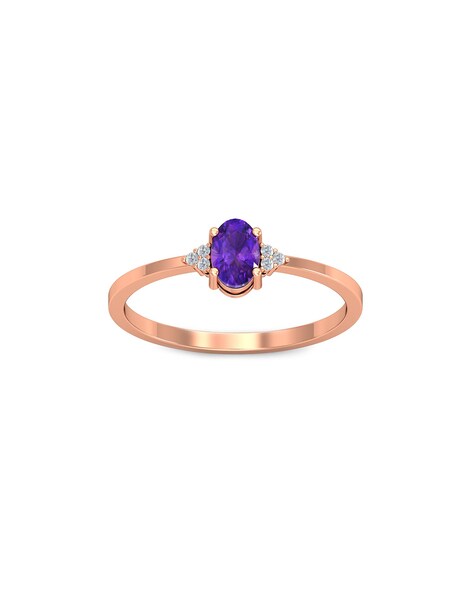 Amethyst Ring 1/8 ct tw Diamonds 10K Rose Gold | Kay Outlet