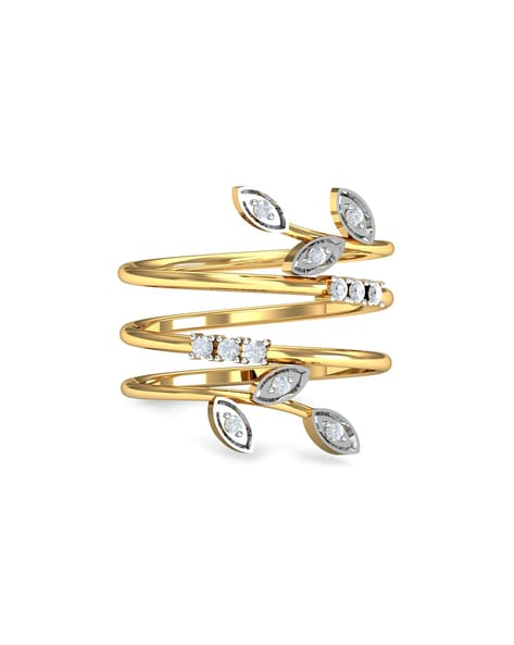 Exotic Spiral Diamond Ring in 18K Yellow Gold - RG-4697