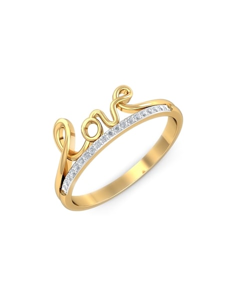 Sheetal Impex 0.16Tcw Real Natural Diamonds Stud 14Kt Yellow Gold Love Ring  for Valentine at Rs 14819 | Diamond Ring in Surat | ID: 13615113855