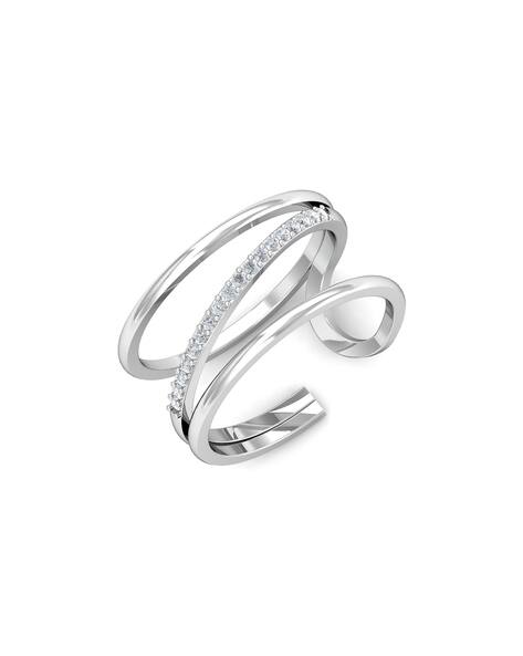 White Gold Diamond Spiral Open Ring